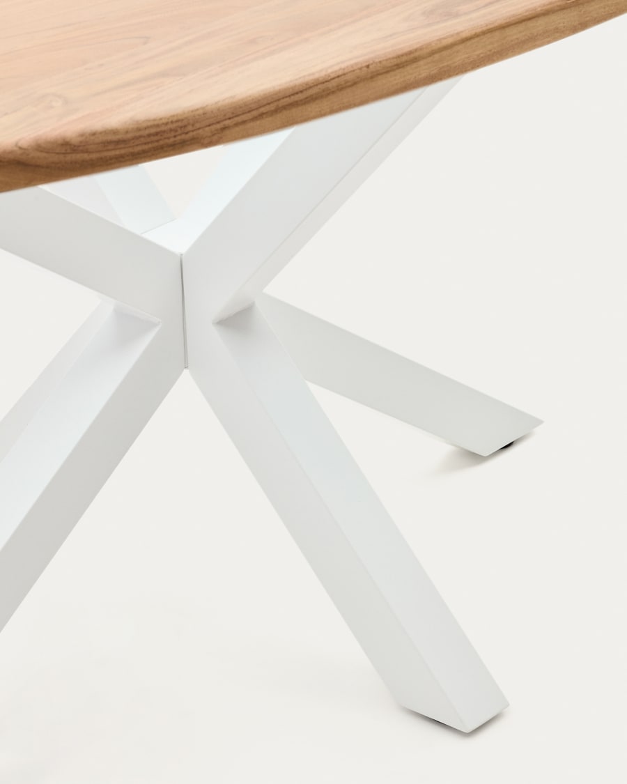Argo oval table in solid acacia wood and steel legs with white finish Ø 200 x 100 cm