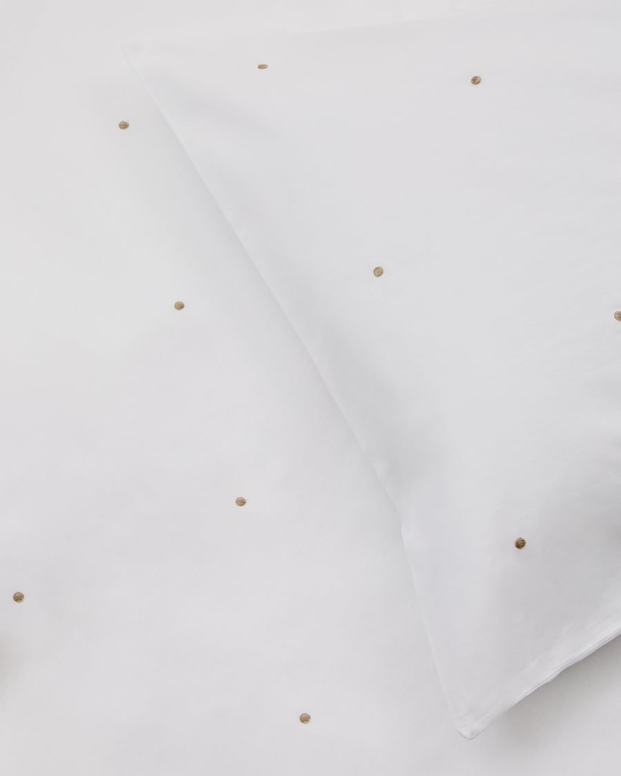 Set Sontag Bezüge für Bettdecke und Kopfkissen Baumwollperkal weiß Stickerei für Bett von 90 cm