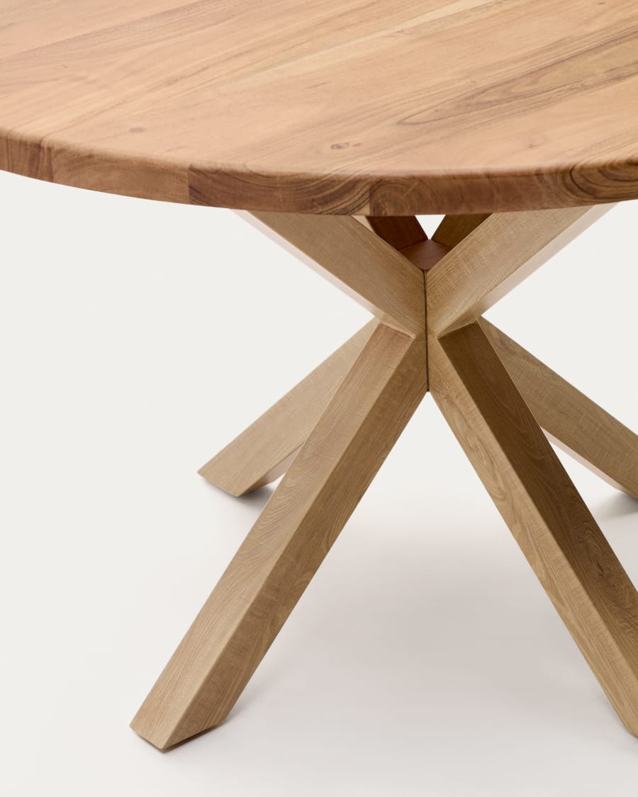 Argo round table in solid acacia wood and wood-effect steel legs Ø 120 cm