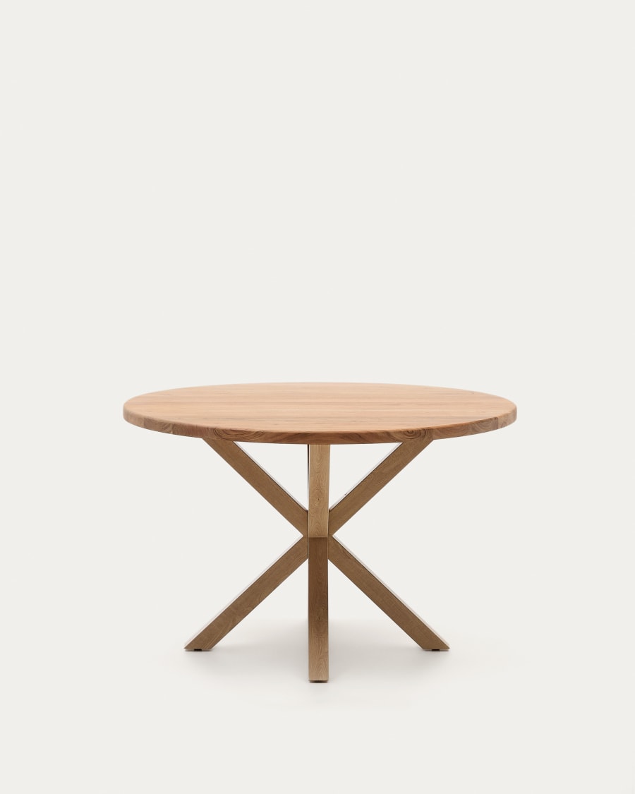 Argo round table in solid acacia wood and wood-effect steel legs Ø 120 cm