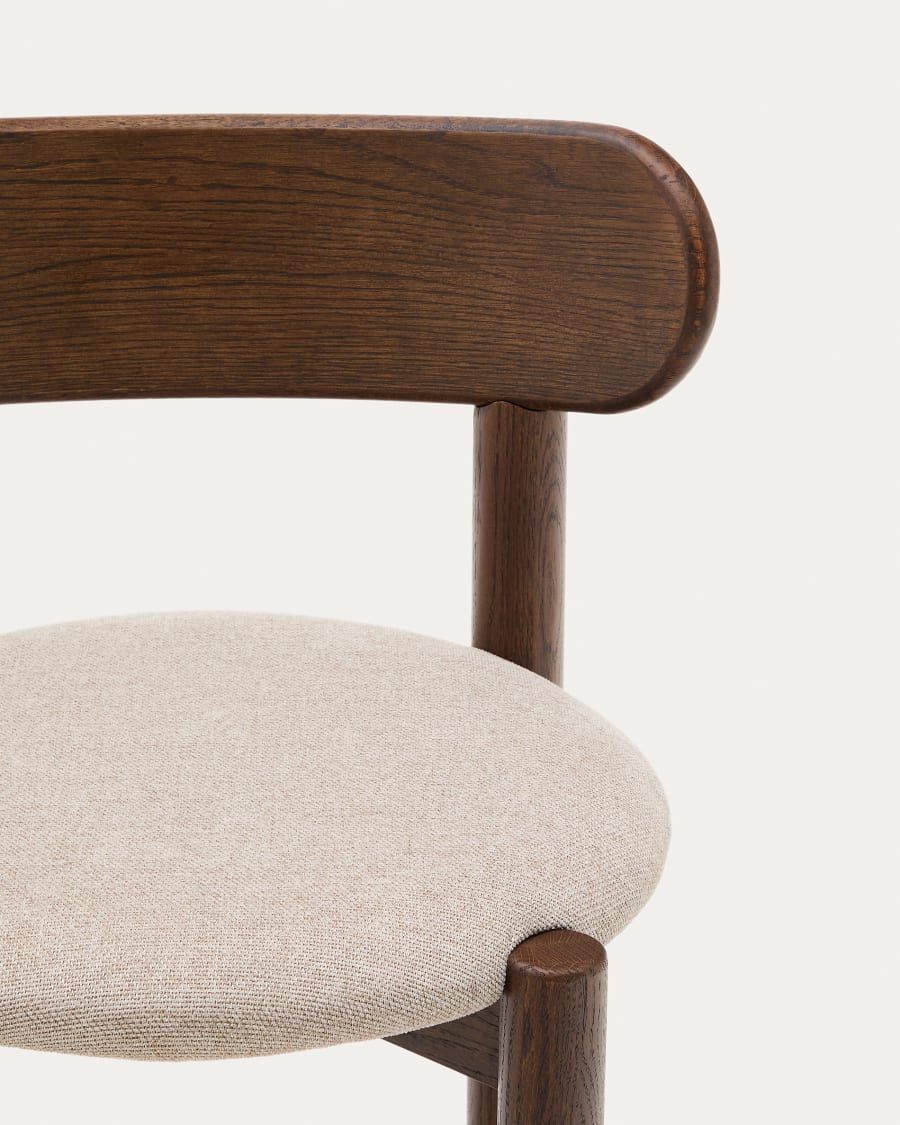 Nebai chair in brown chenille with a solid oak wood structure and walnut finish FSC MIX Credit