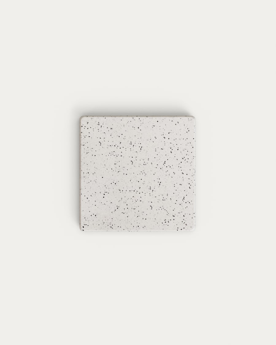 Saura coffee table in white terrazzo with a white terrazzo top 32 x 48 x 48