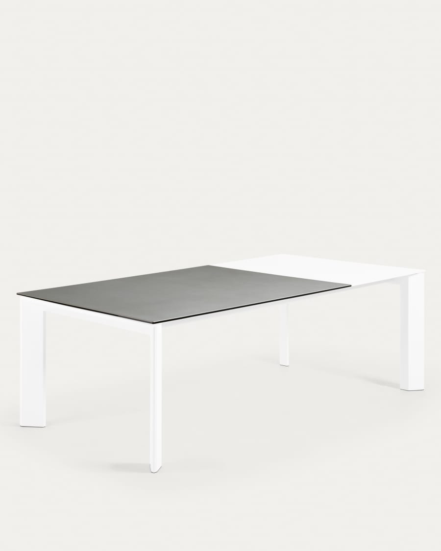 Axis Ausziehtisch Feinsteinzeug mit Hydra Plomo Finish Beine in Weiß 160 (220) cm