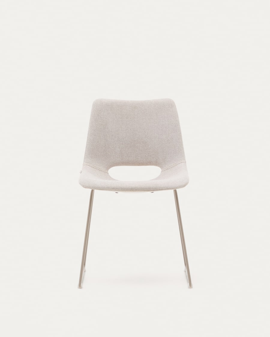 Zahara chair in beige with steel legs in a beige finish