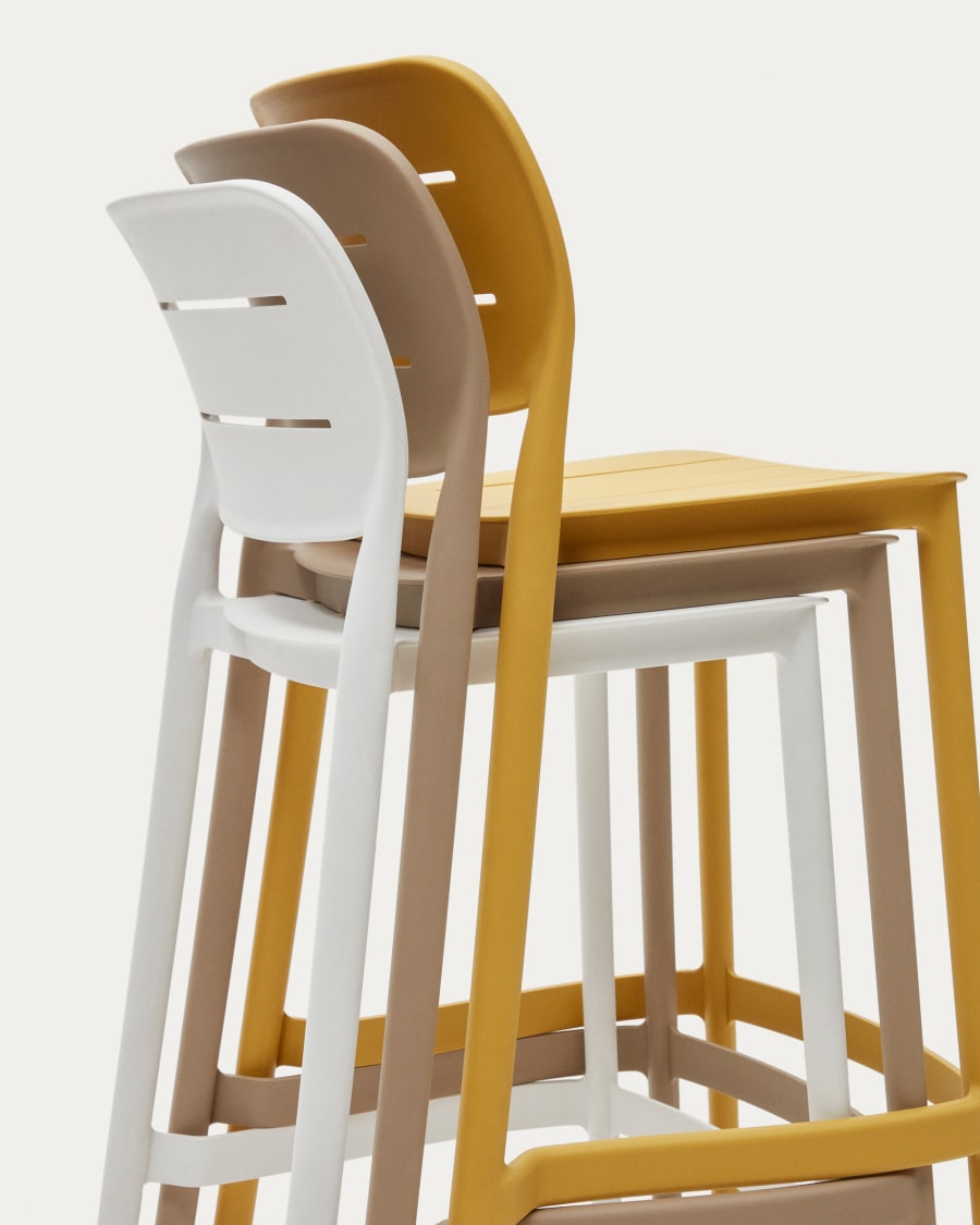 Morella stackable outdoor stool in mustard, 75 cm in height