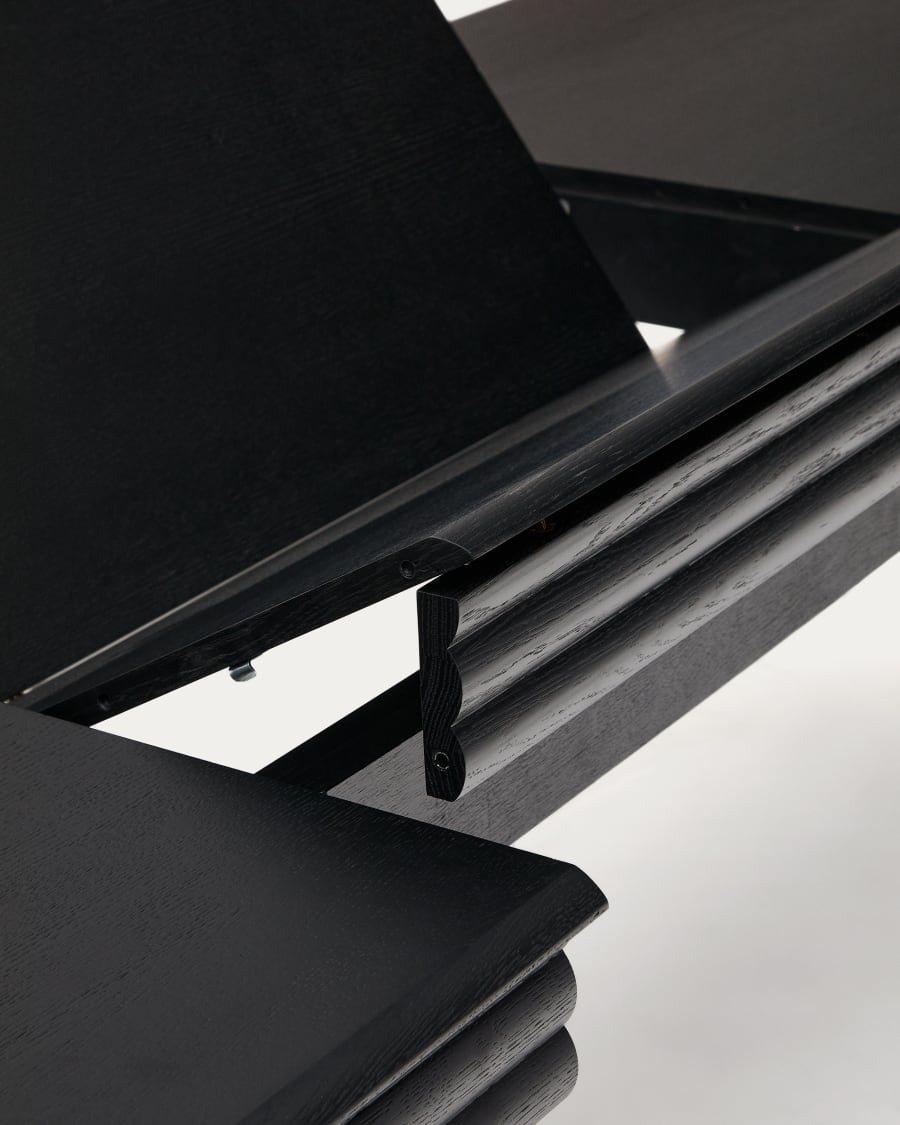Lenon extending table in black oak veneer and solid oak 160(200)x90cm FSC Mix Credit