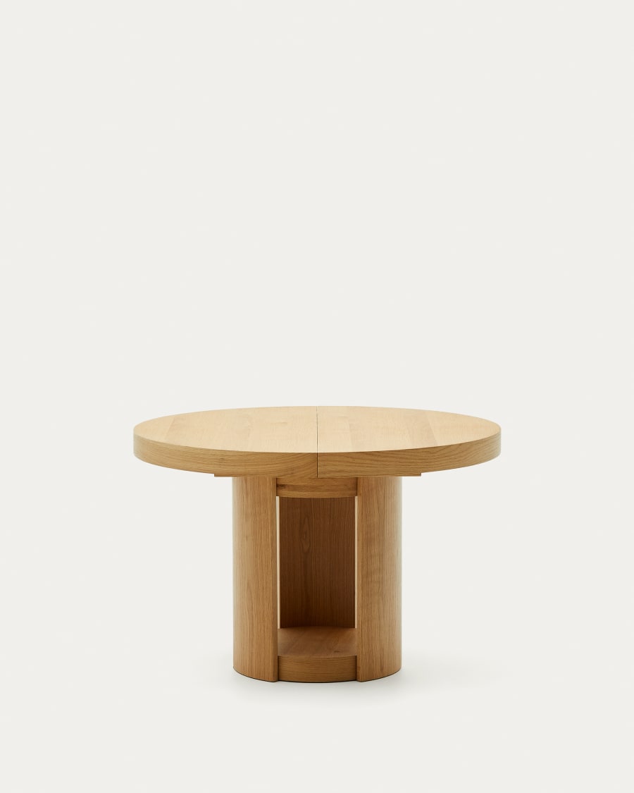 Artis extendable round table in solid wood and oak veneer, 120 (170) cm x 80 cm FSC 100%