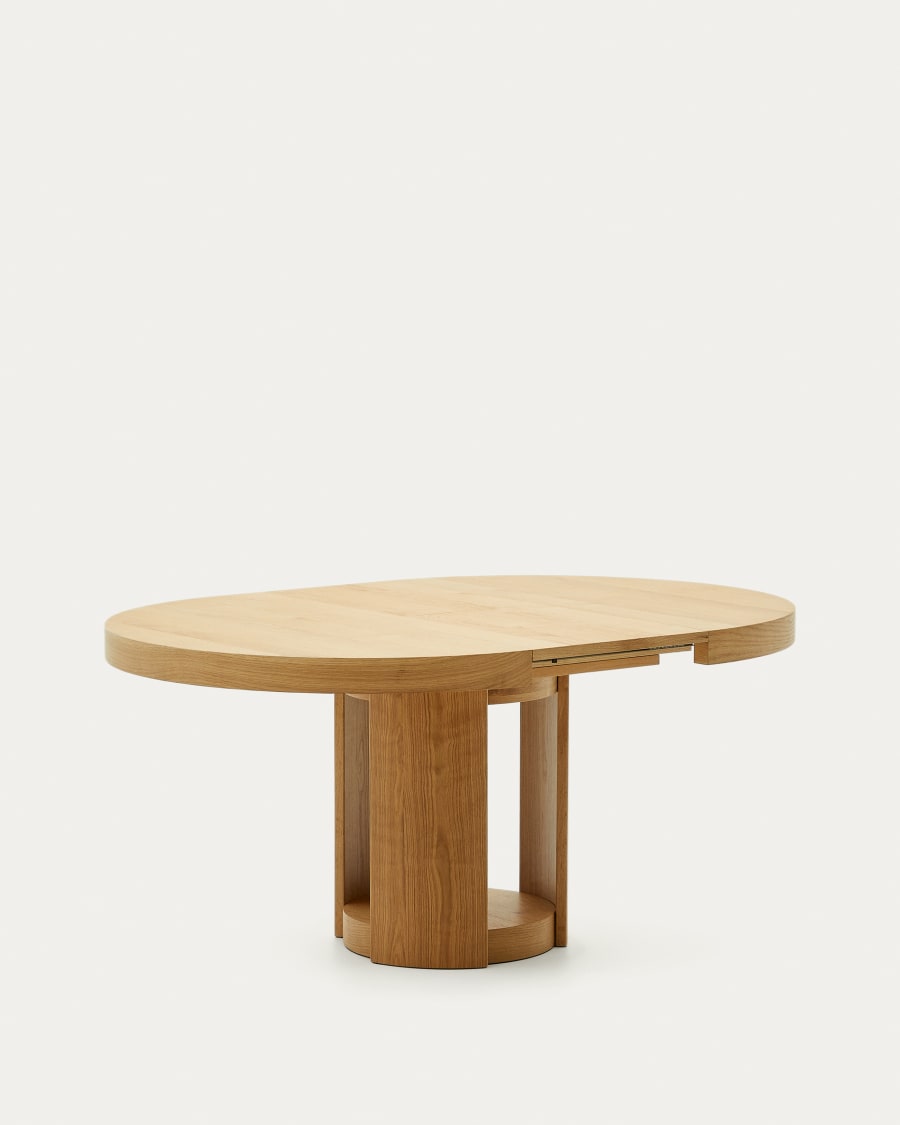 Artis extendable round table in solid wood and oak veneer, 120 (170) cm x 80 cm FSC 100%