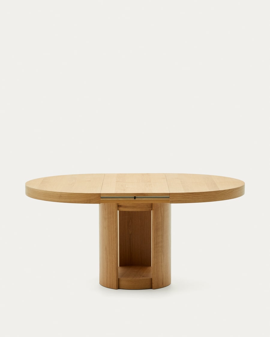 Artis extendable round table in solid wood and oak veneer, 120 (170) cm x 80 cm FSC 100%