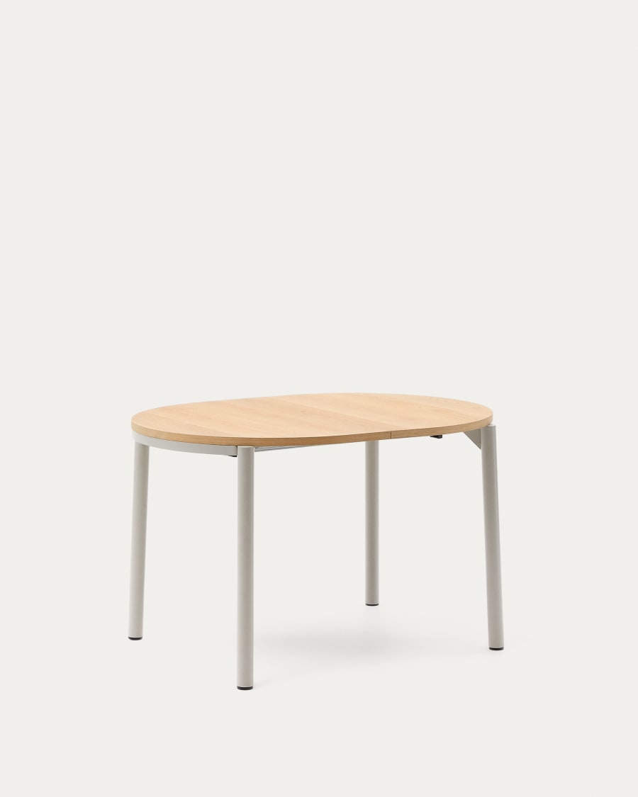 Montuiri extendable table in oak veneer and with steel legs in a grey finish, 120(200) x 90 cm