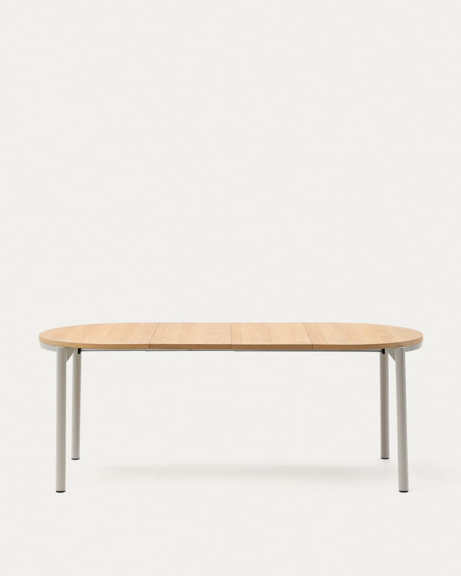 Montuiri extendable table in oak veneer and with steel legs in a grey finish, 120(200) x 90 cm