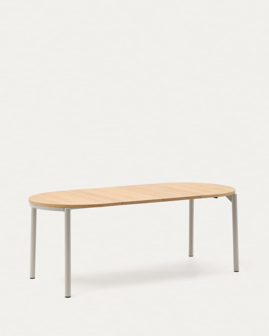 Montuiri extendable table in oak veneer and with steel legs in a grey finish, 120(200) x 90 cm
