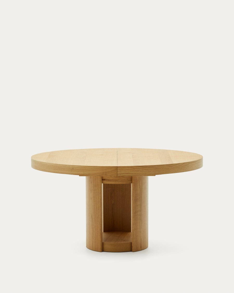 Artis extendable round table in solid oak wood and veneer, 150 (200) cm x 80 cm FSC 100%