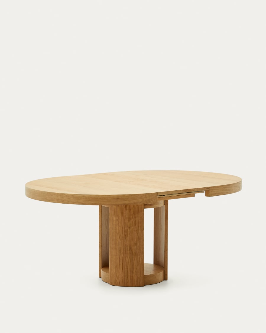 Artis extendable round table in solid oak wood and veneer, 150 (200) cm x 80 cm FSC 100%