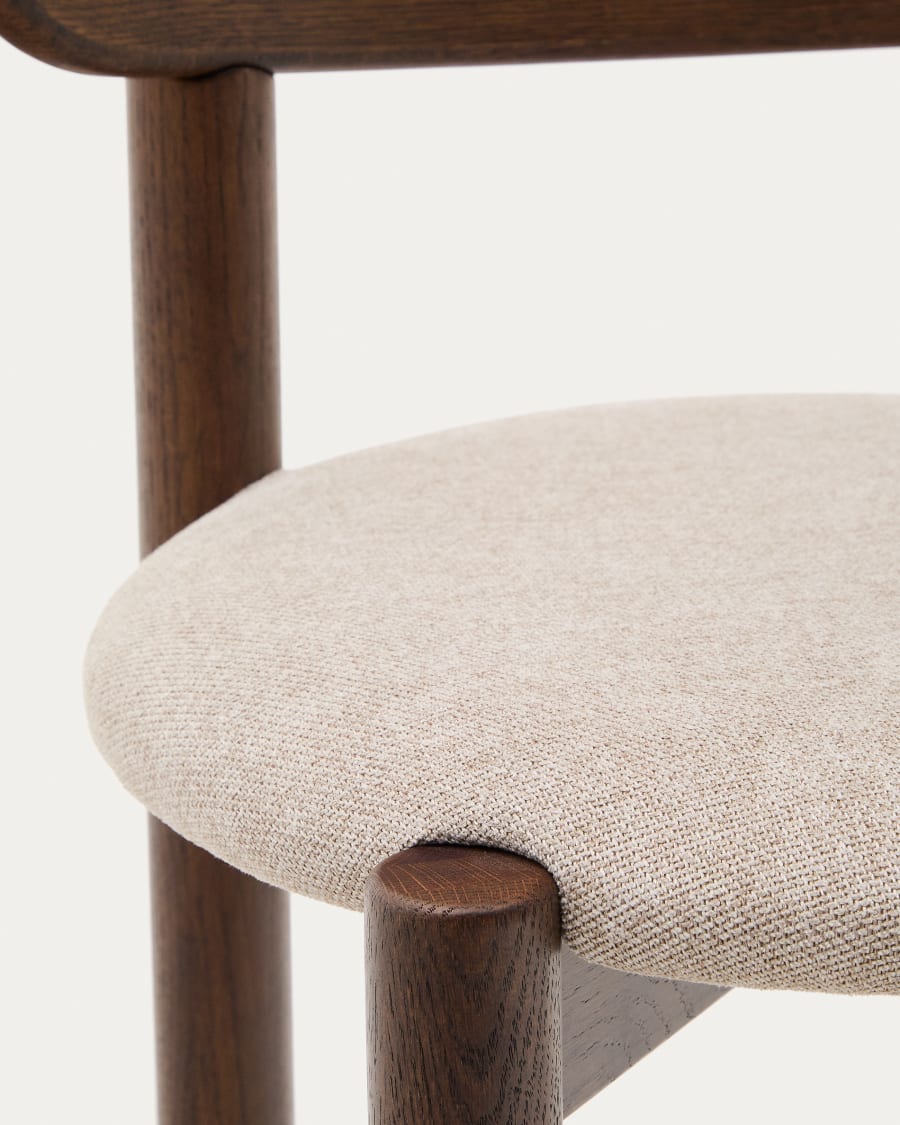 Nebai chair in brown chenille with a solid oak wood structure and walnut finish FSC MIX Credit