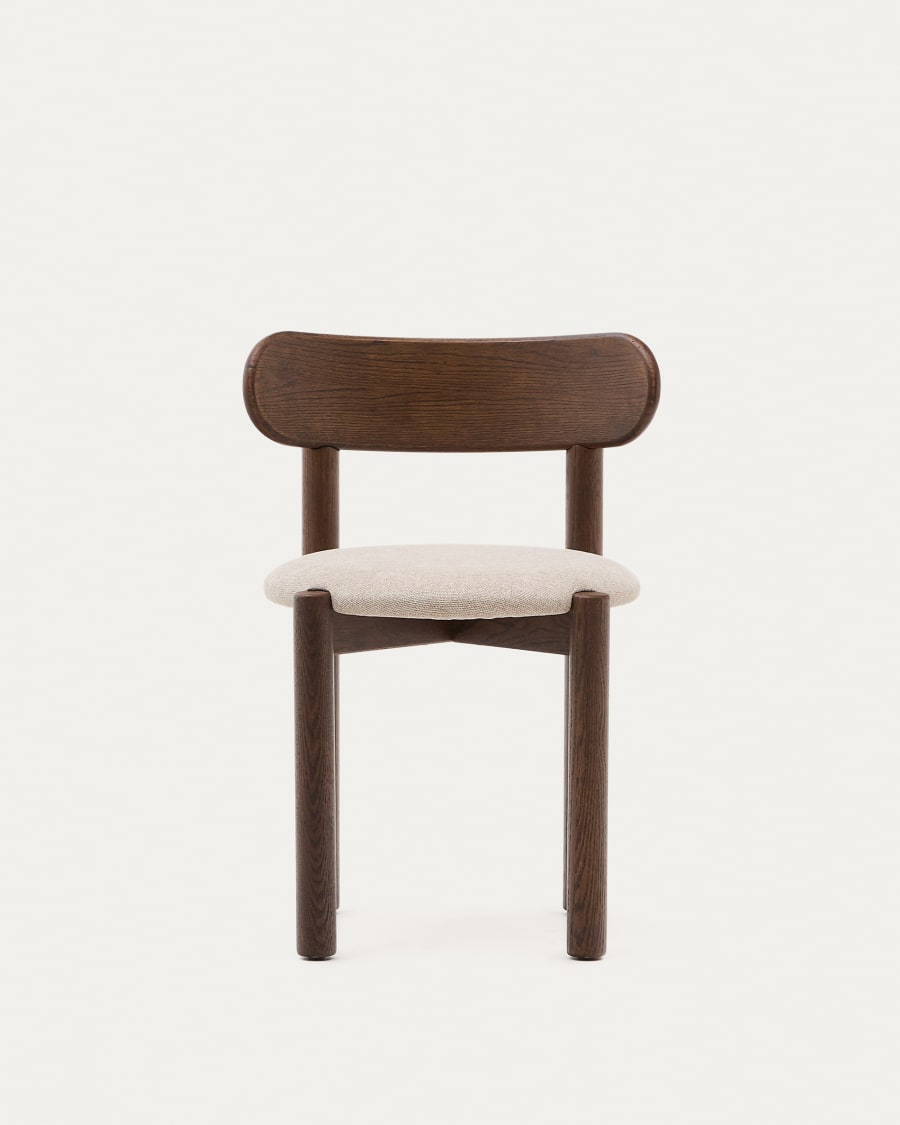 Nebai chair in brown chenille with a solid oak wood structure and walnut finish FSC MIX Credit