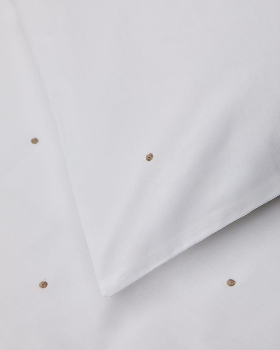 Set Sontag Bezüge für Bettdecke und Kopfkissen Baumwollperkal weiß Stickerei für Bett von 90 cm