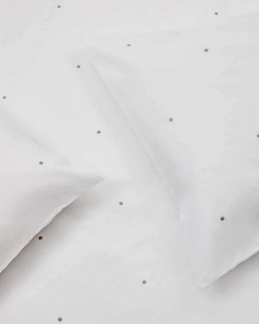 Sontag white, cotton percale, embroidered duvet and pillow cover set, 180 cm bed