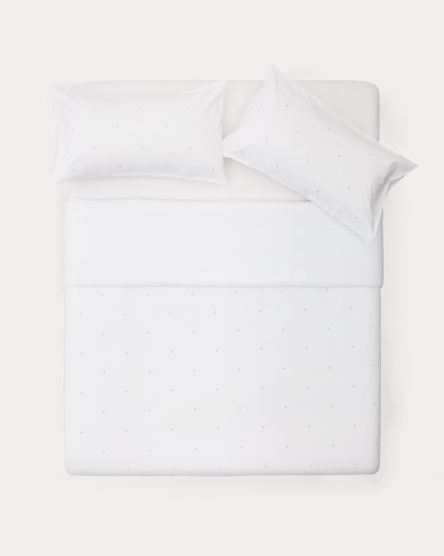 Sontag white, cotton percale, embroidered duvet and pillow cover set, 180 cm bed