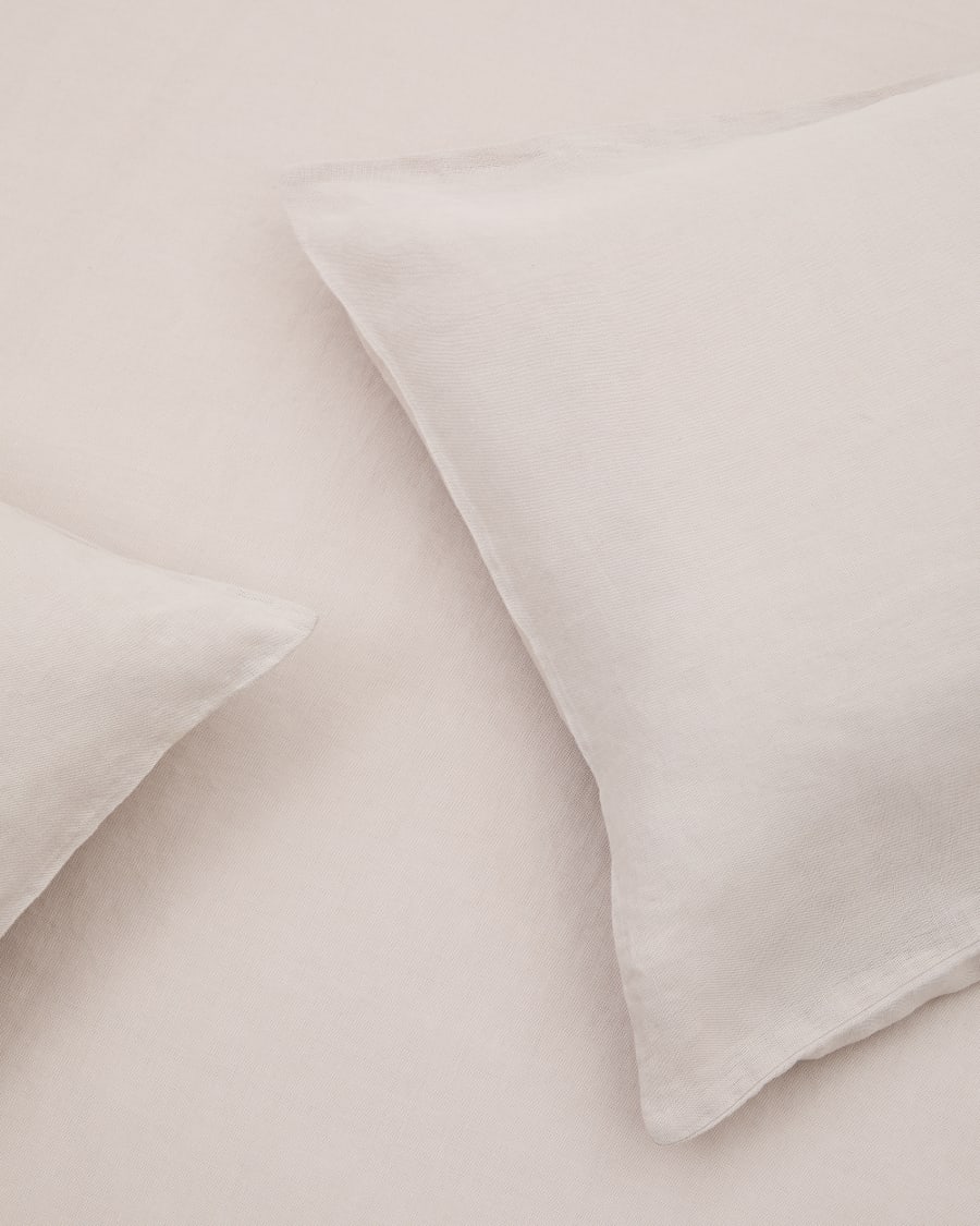 Set Simmel Bezüge für Bettdecke und Kopfkissen aus Baumwolle und Leinen Farbe grau für Bett von 150 cm