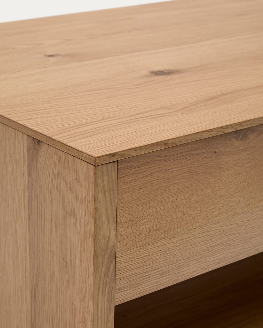 Alguema raisable coffee table in oak veneer with natural finish 120 x 60 cm