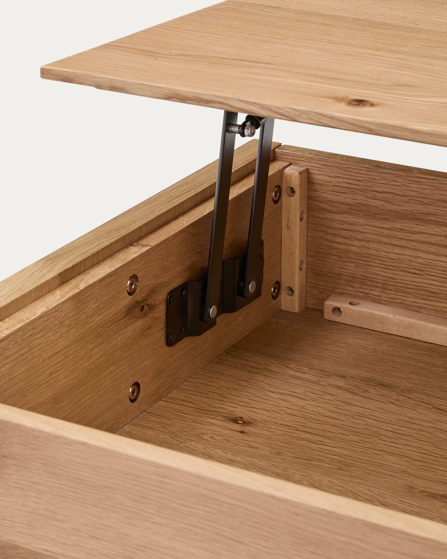 Alguema raisable coffee table in oak veneer with natural finish 120 x 60 cm