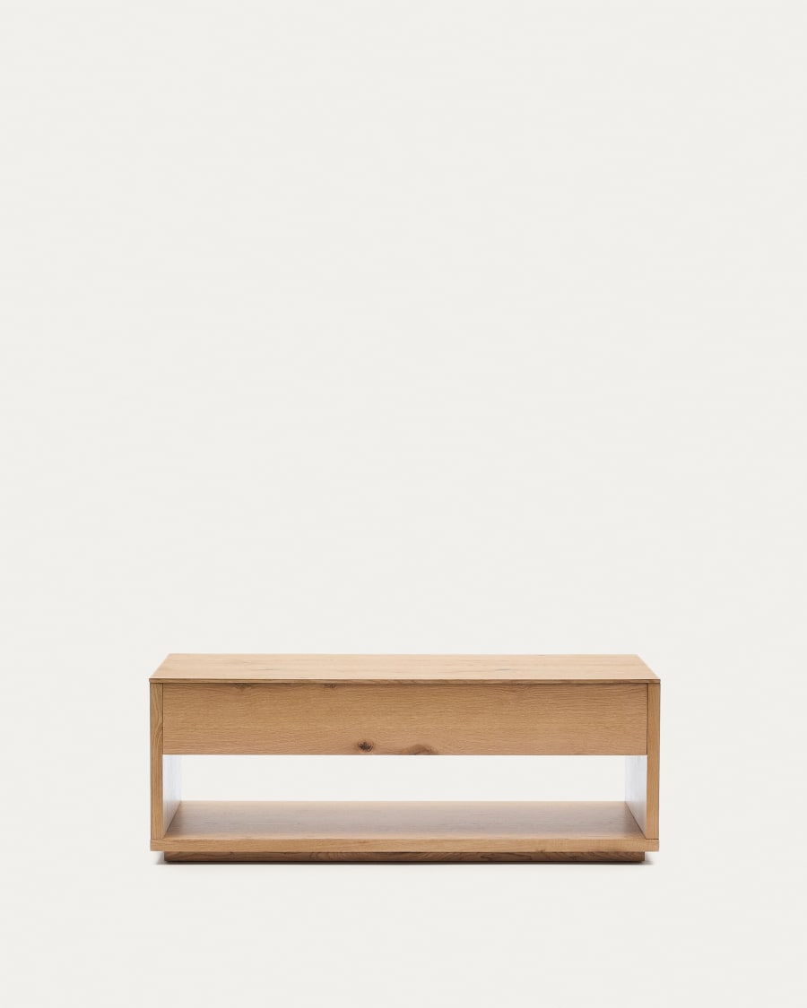 Alguema raisable coffee table in oak veneer with natural finish 120 x 60 cm