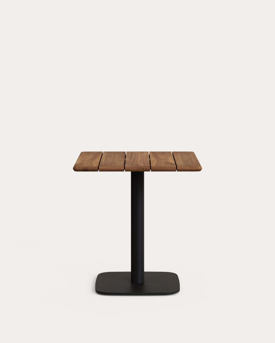 Taula de bar Saura de metall pintat de negre amb sobre acàcia noguera 70x70x70cm FSC 100%