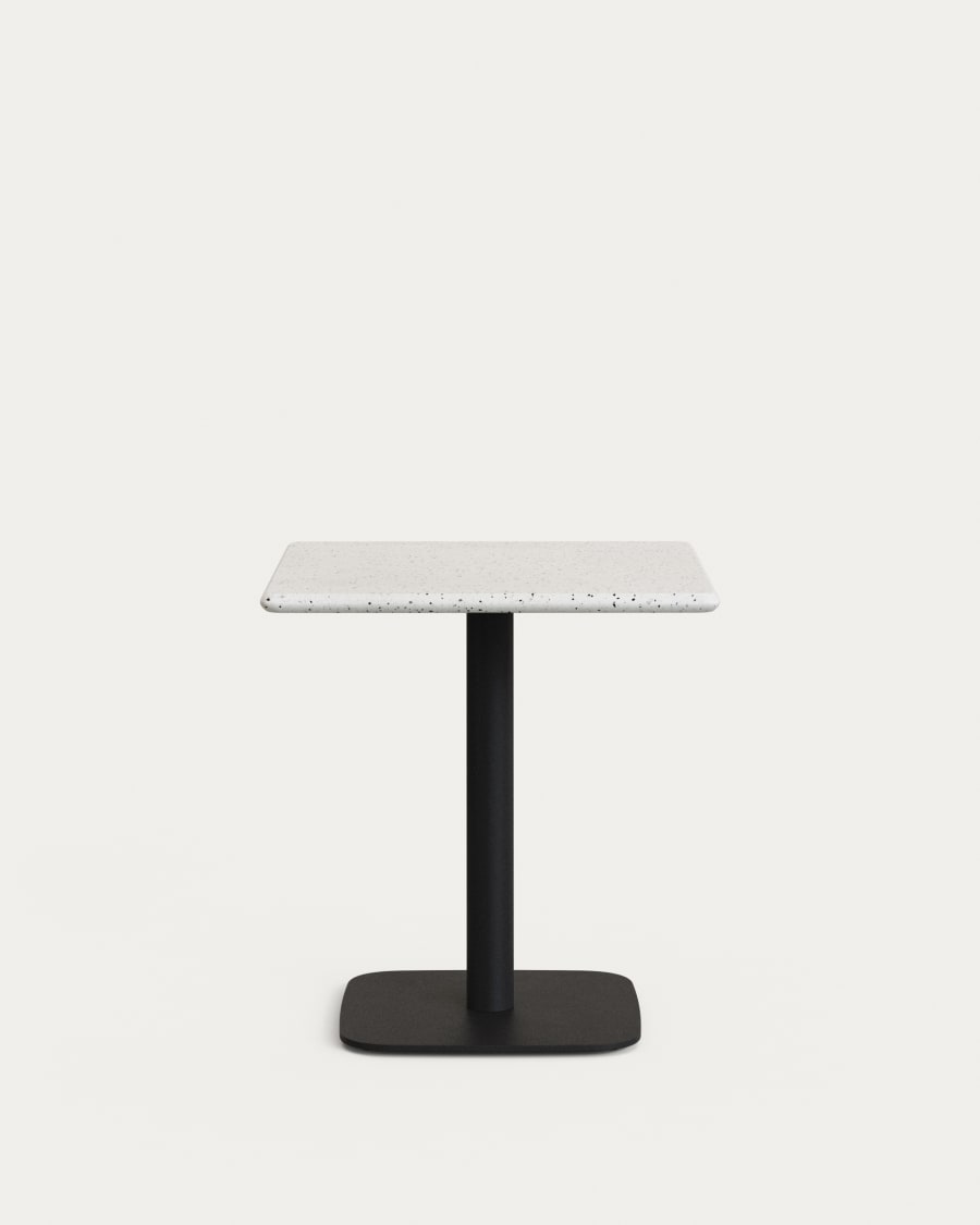 Saura Bar Table in black painted metal with a white terrazzo top,  70 x 70 x 70 cm