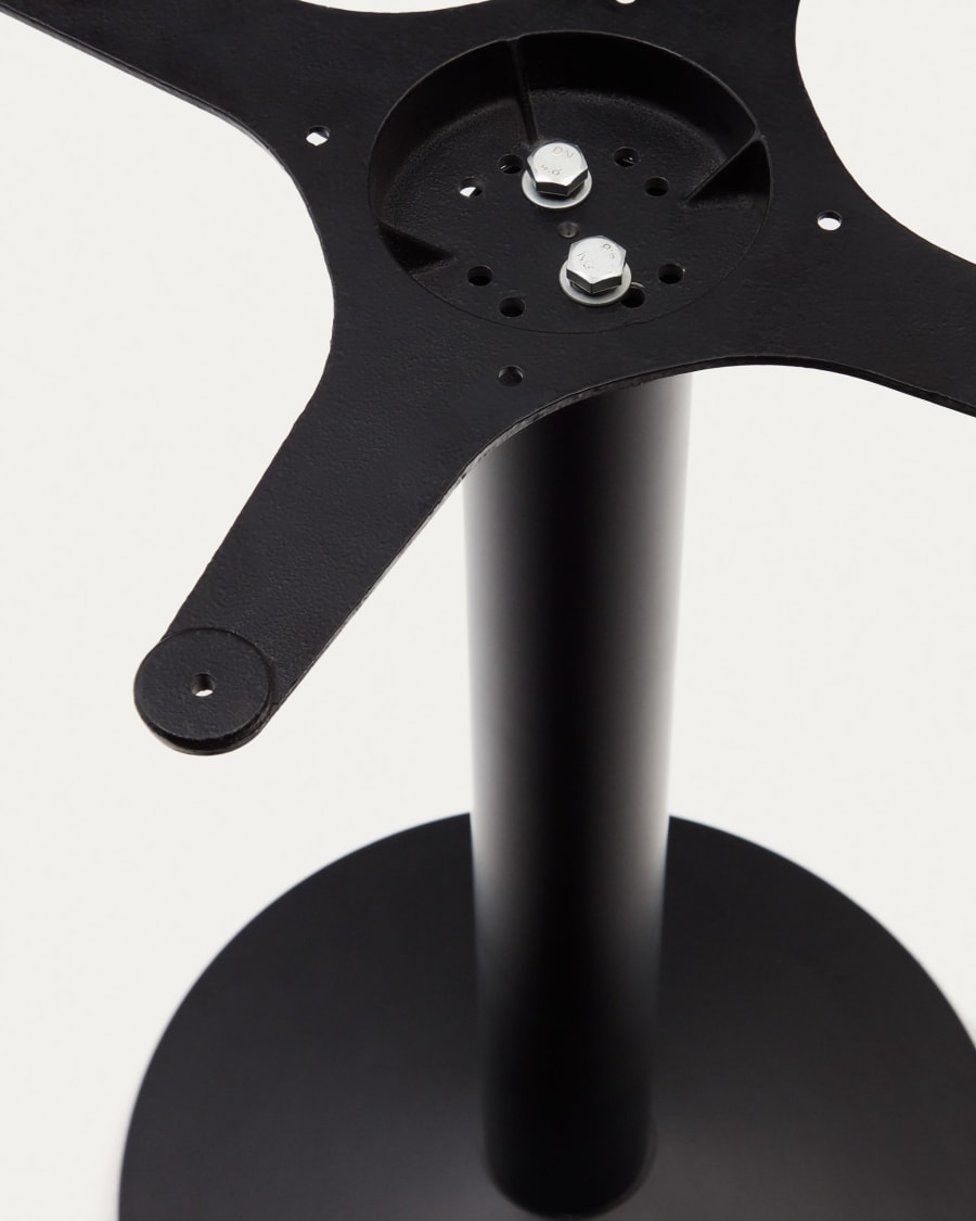 Saura round high bar table made of black metal with a white terrazzo top, 96 x Ø70 cm