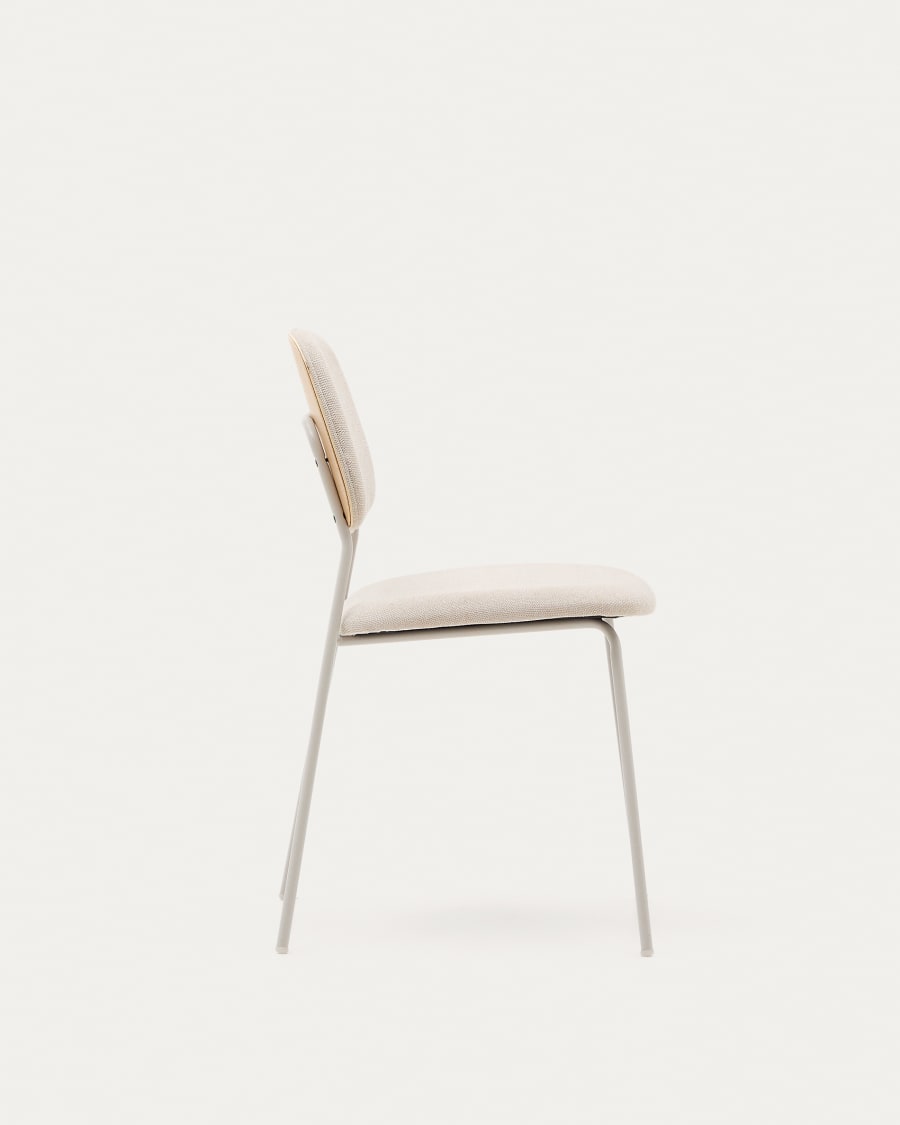Benilda stackable beige chair in oak veneer and steel in a beige finish FSC Mix Credit