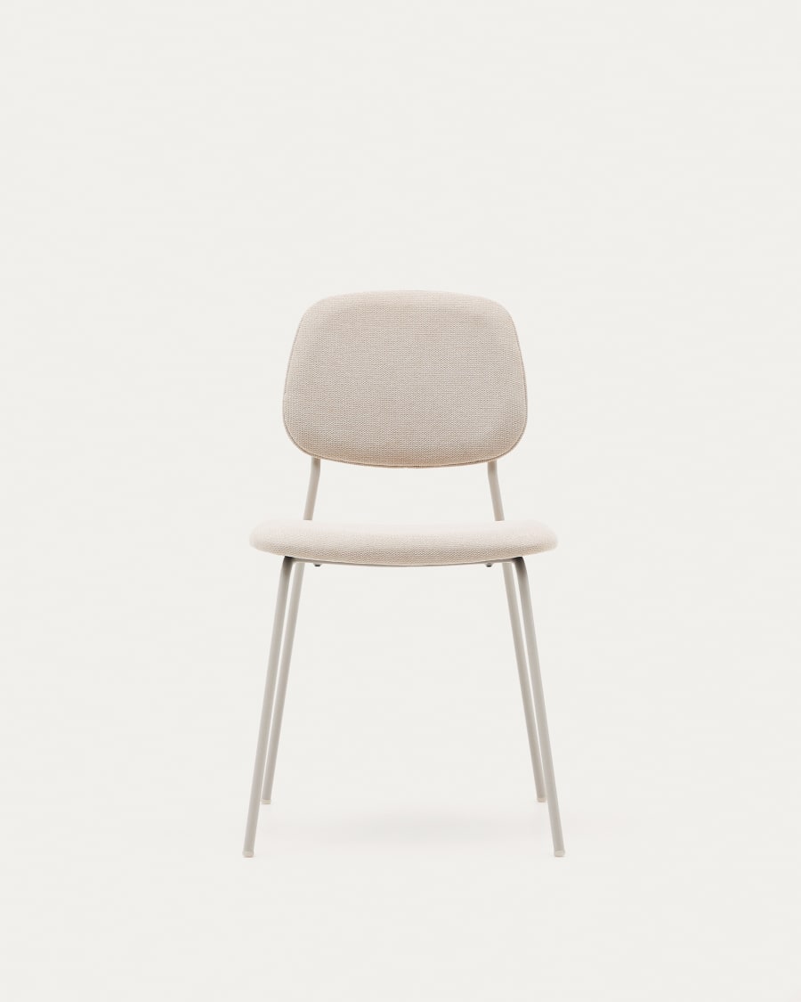 Benilda stackable beige chair in oak veneer and steel in a beige finish FSC Mix Credit