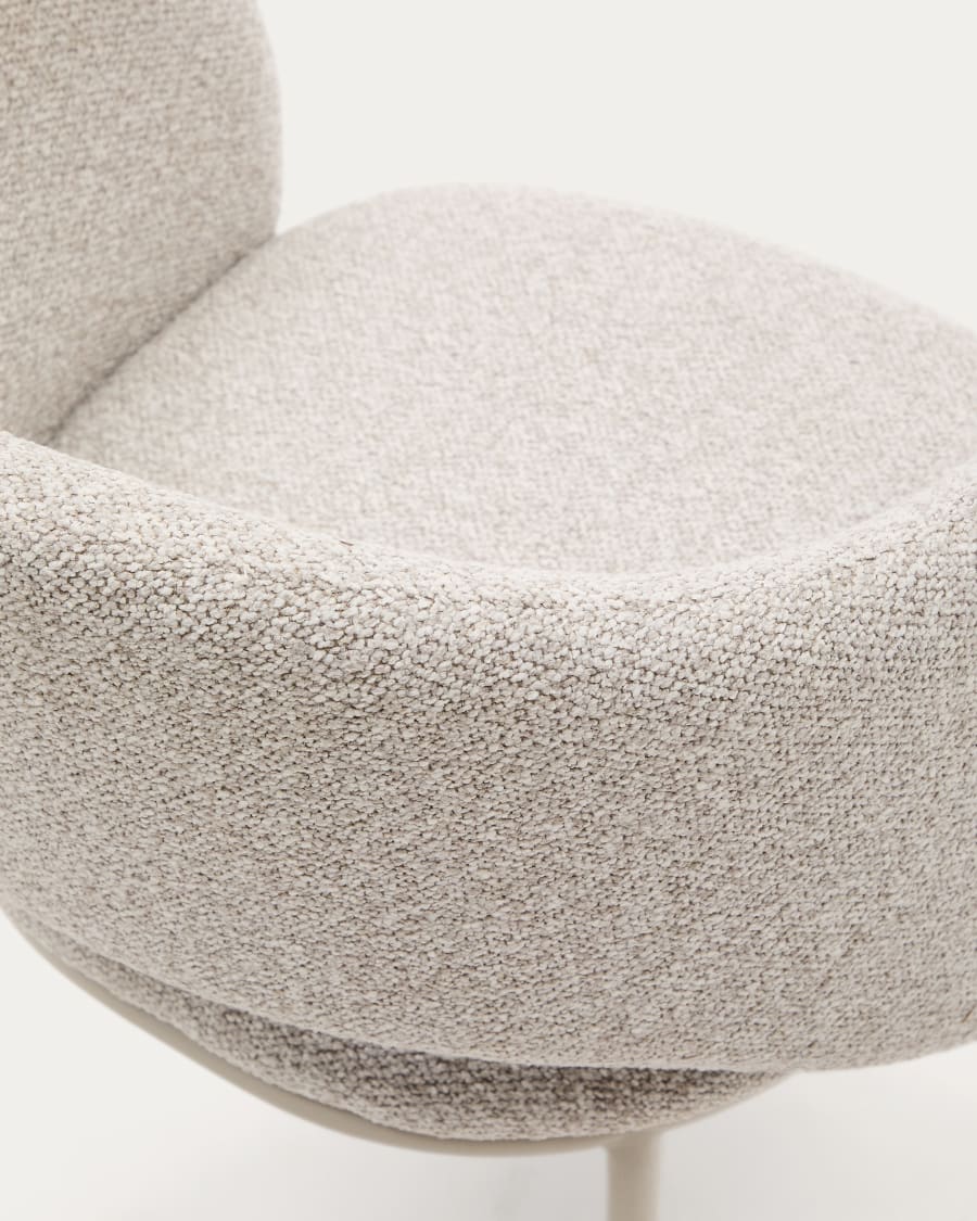 Maina chair in thick beige chenille and steel legs in a beige finish, FSC Mix Credit