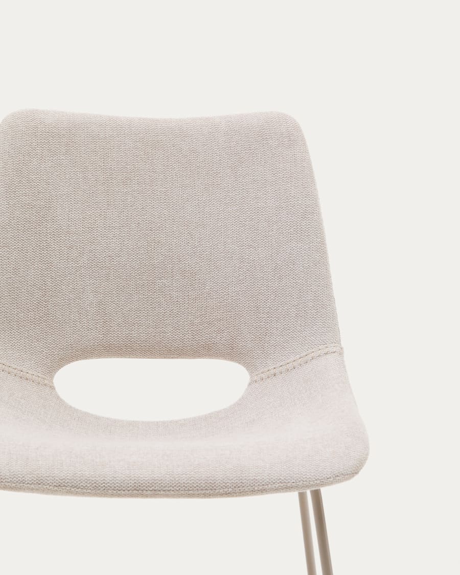 Zahara chair in beige with steel legs in a beige finish