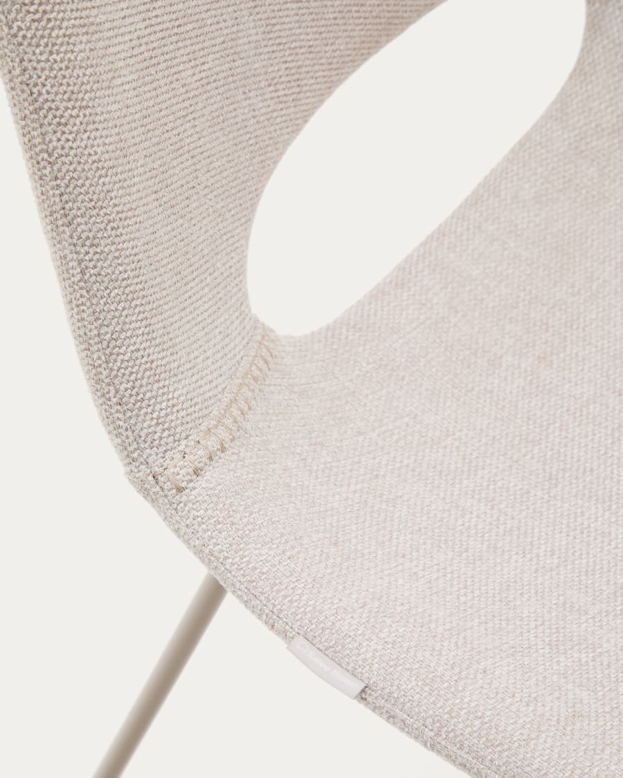 Zahara chair in beige with steel legs in a beige finish
