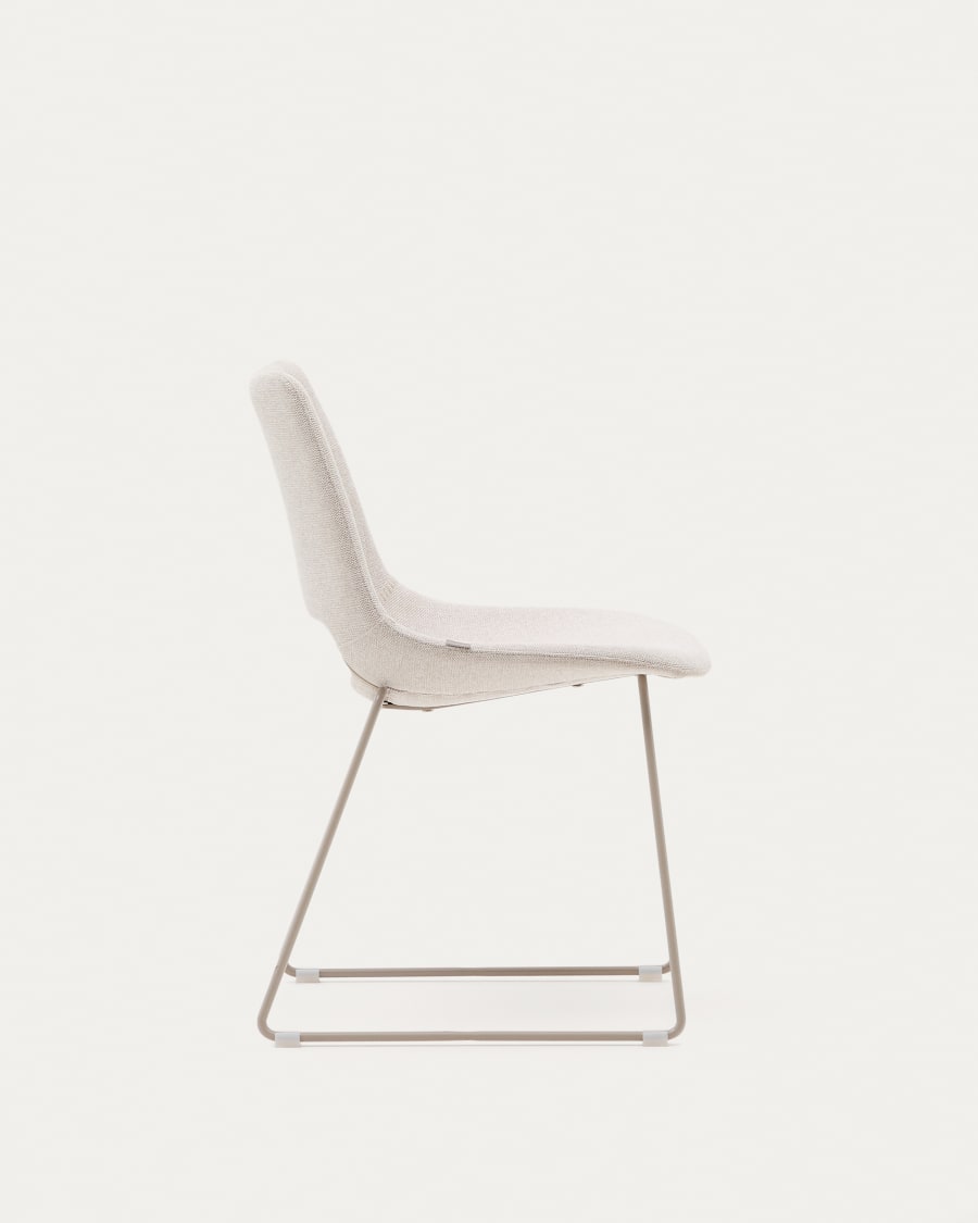 Zahara chair in beige with steel legs in a beige finish