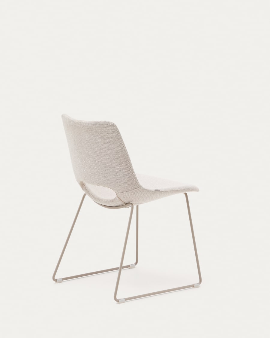 Zahara chair in beige with steel legs in a beige finish