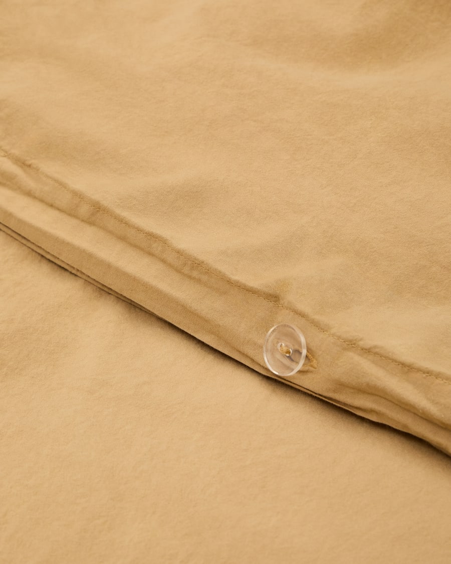 Set Sifinia Bettdecken- und Kopfkissenbezug aus 100% Baumwollperkal mit Fransen senffarben Bett 90 cm