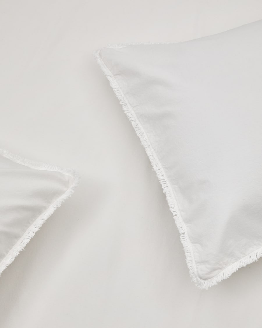 Sifinia ecru duvet and pillow cover set, 100% cotton percale fringes, 150 cm bed