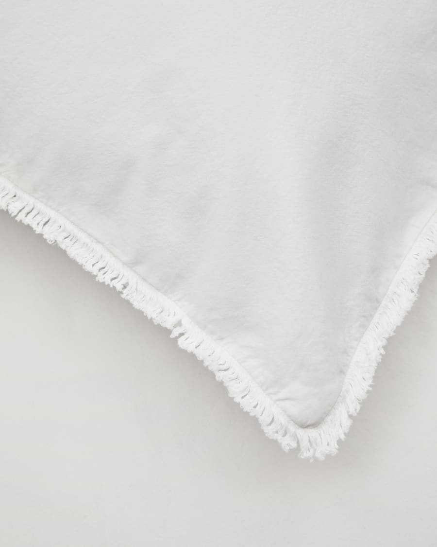 Sifinia ecru duvet and pillow cover set, 100% cotton percale fringes, 150 cm bed