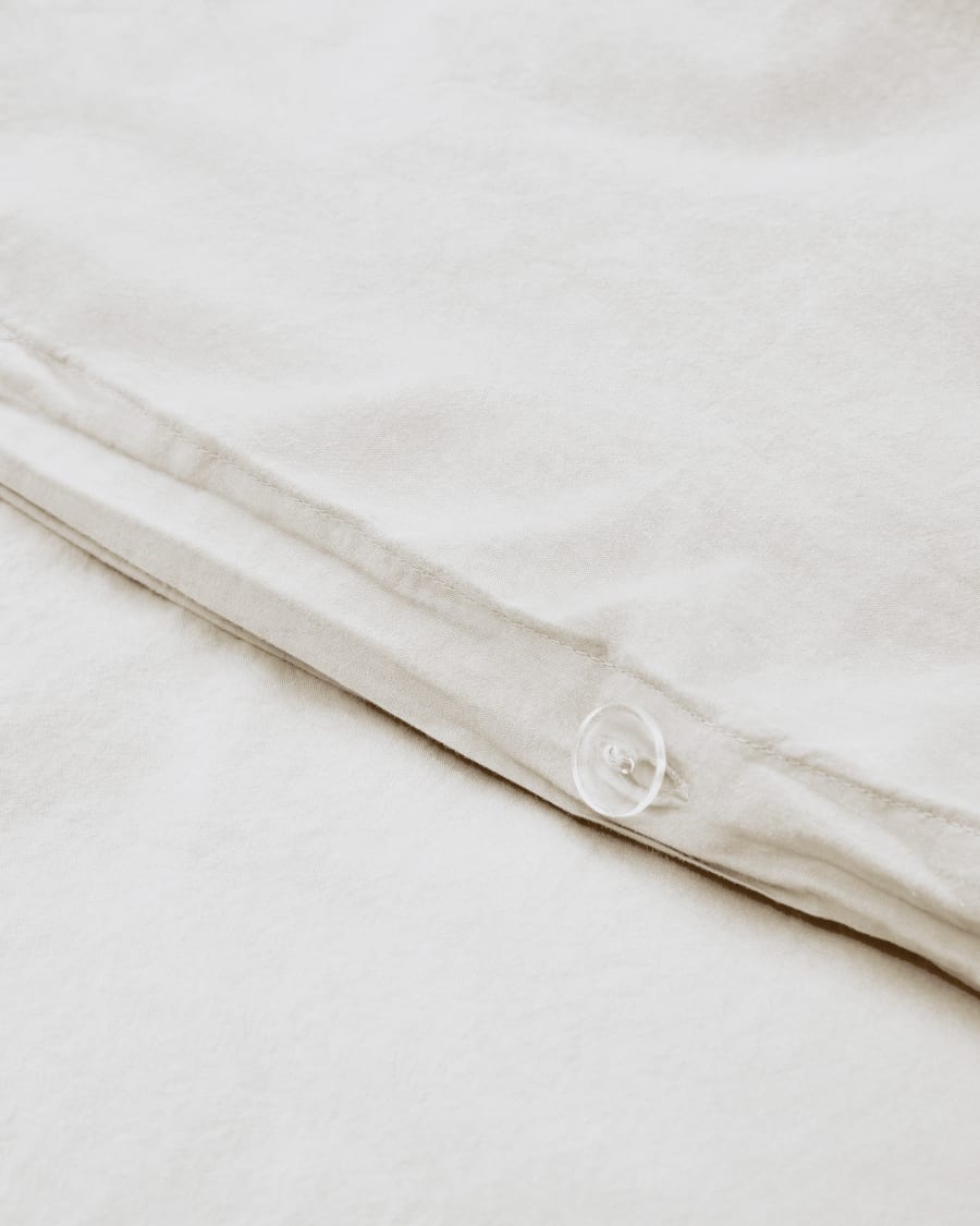 Sifinia ecru duvet and pillow cover set, 100% cotton percale fringes, 150 cm bed