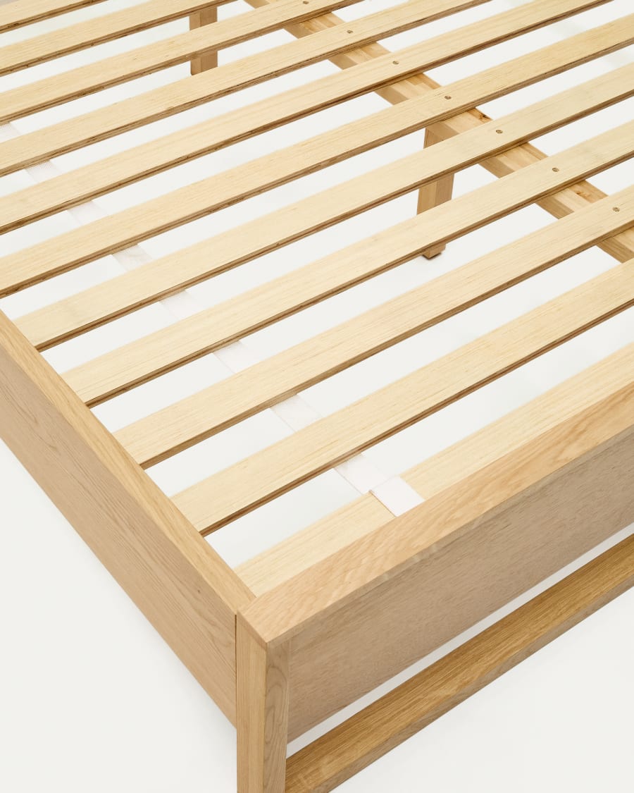 Alguema bed in oak veneer with natural finish for 90 x 190cm mattress