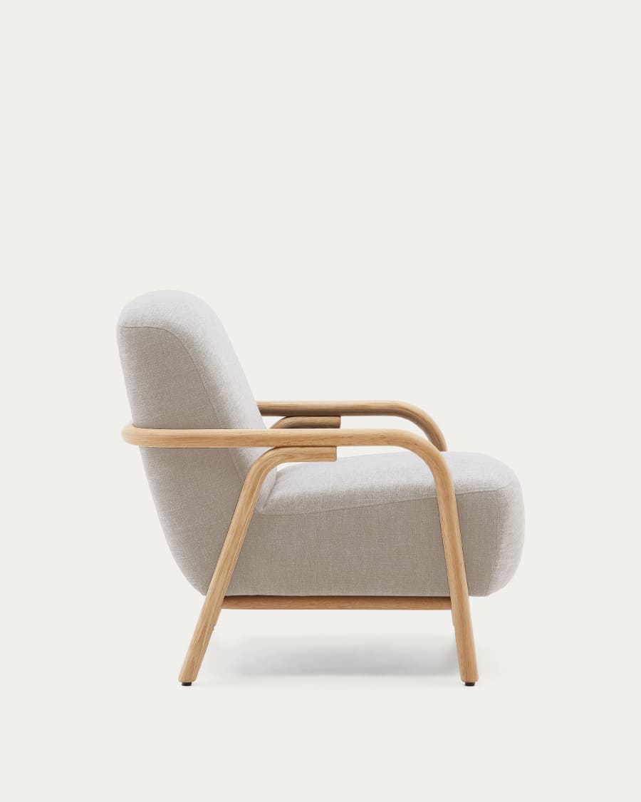 Sylo beige armchair made from solid ash wood, FSC 100%