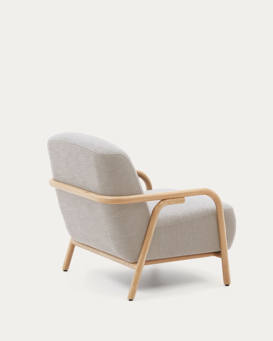 Sylo beige armchair made from solid ash wood, FSC 100%
