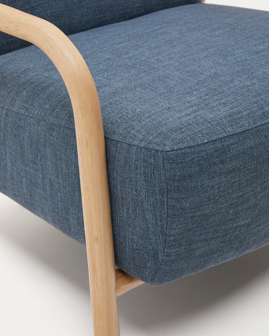 Sylo blue armchair made from solid ash wood, FSC 100%