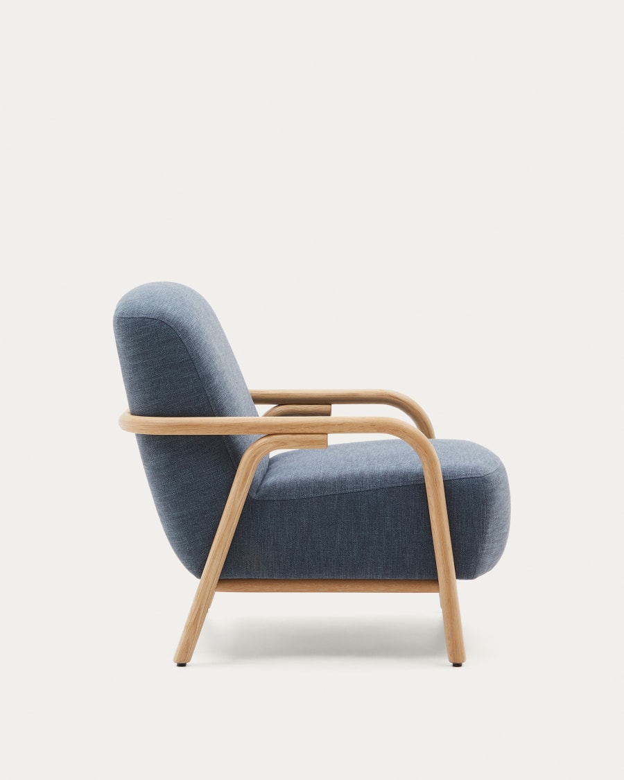 Sylo blue armchair made from solid ash wood, FSC 100%