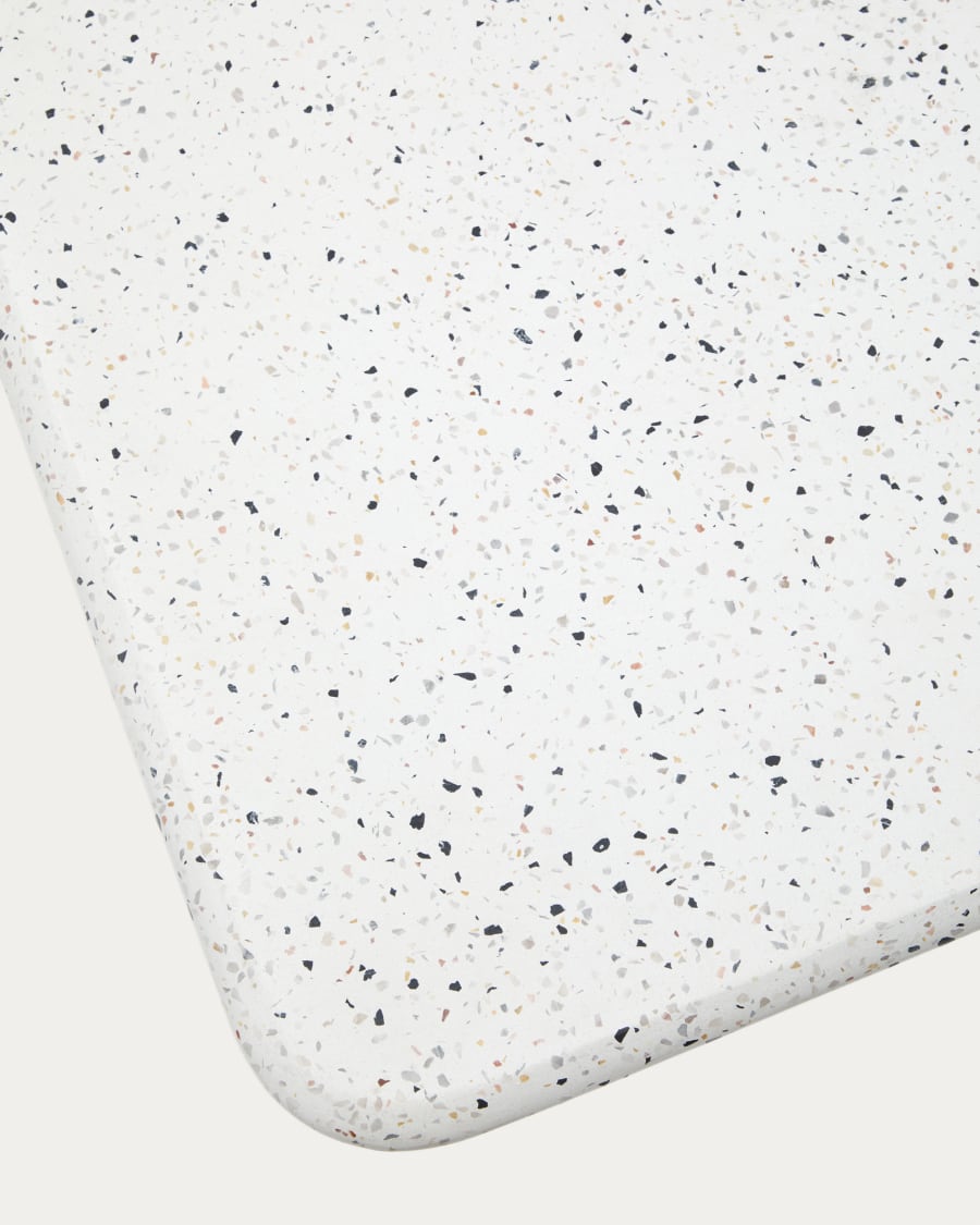 Saura high bar table in white terrazzo with a white terrazzo top, 95 x 70 x 70 cm