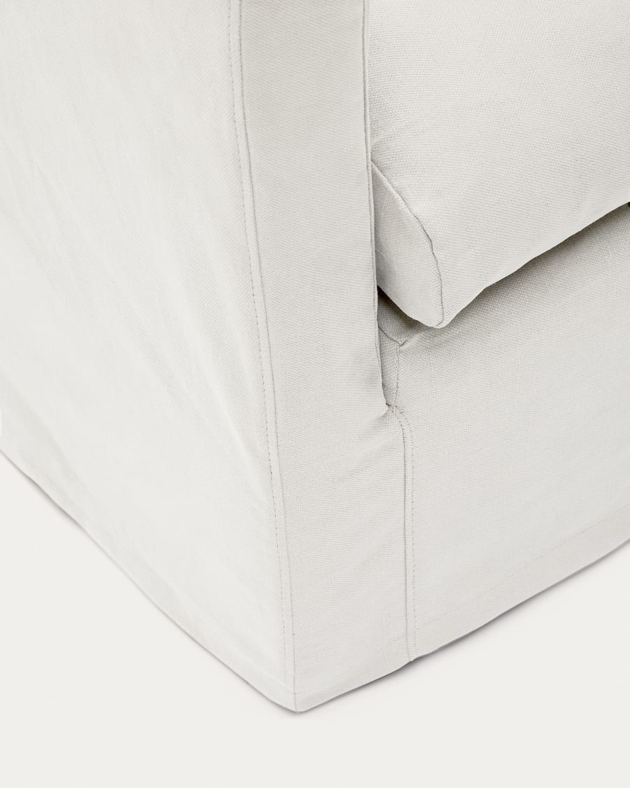 Nora armchair with a removable cover and ecru linen and cotton cushion 92 cm
