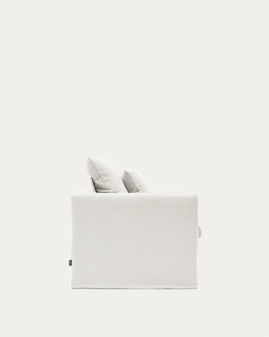 Nora armchair with a removable cover and ecru linen and cotton cushion 92 cm