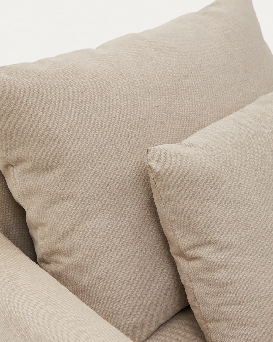 Nora armchair with a removable cover and taupe linen and cotton cushion 92 cm